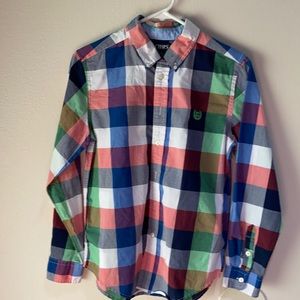 Chaps Boys Plaid Shirt Colors Blue, Red and Green